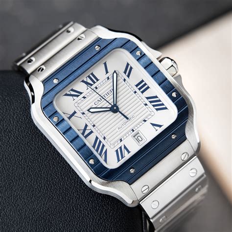 santos de cartier automatique|cartier santos blue bezel.